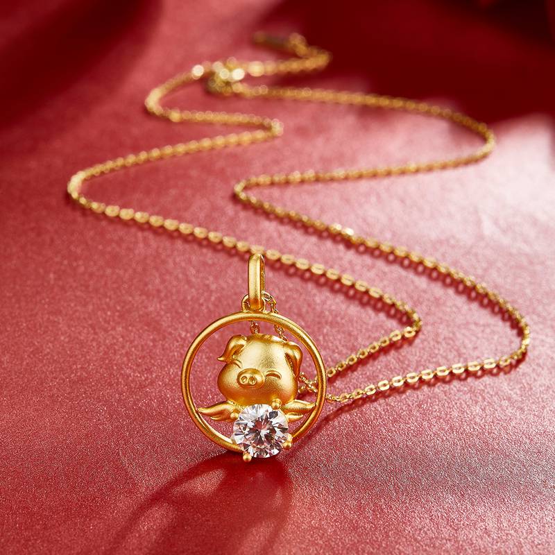 Pig Moissanite Diamond Necklace 1.0 Carat from the Zodiac Series